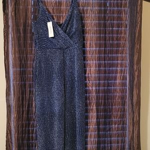 Francesca navy blue sparkly jumpsuit size Medium